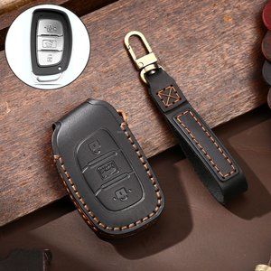 Hyundai Leather Key Fob Cover Case Black #736